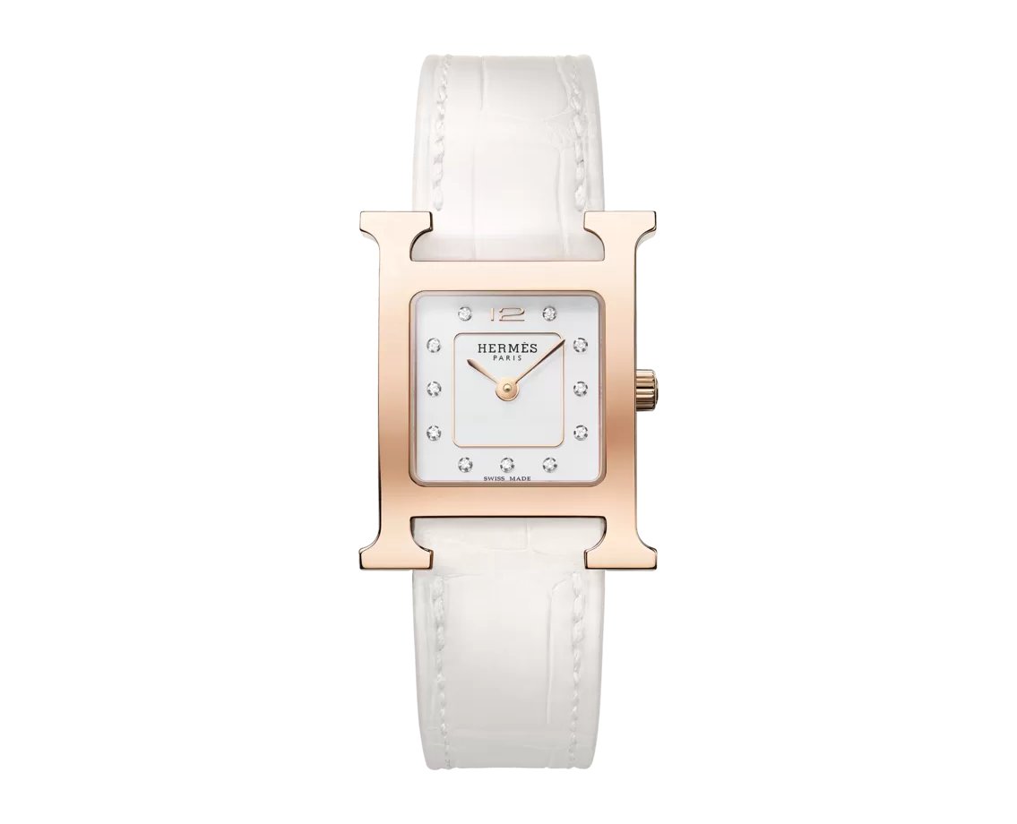 H WATCH S STEEL ROSE GOLD PLATED GEMSET DIAL
